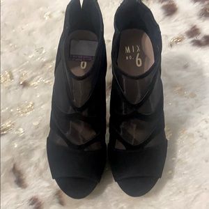 Mix No. 6 heels with sheer detail. Never worn! New out of box.